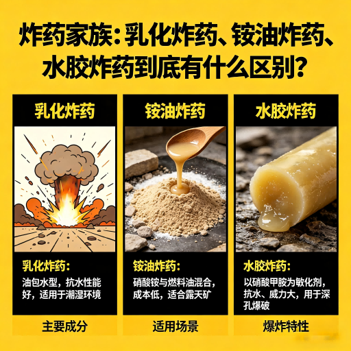 新源炸药家族：乳化炸药、铵油炸药、水胶炸药到底有什么区别？